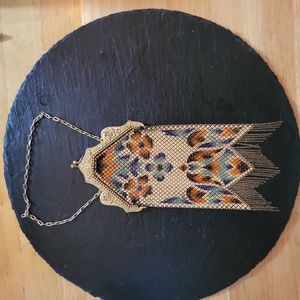 Antique Mandalian Lustro Pearl Enameled Mesh Purse 1920's